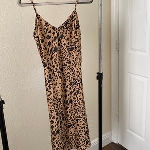 Cheetah print satin slip dress